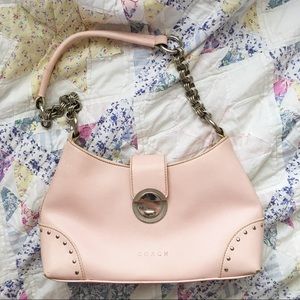 Vintage Coach purse, leather, pale pink